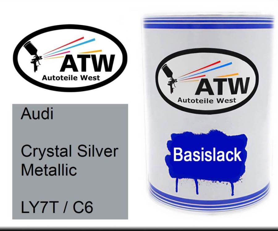 Audi, Crystal Silver Metallic, LY7T / C6: 500ml Lackdose, von ATW Autoteile West.